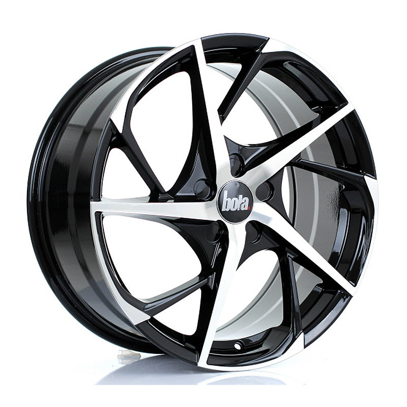 BOLA B18 Alloy Wheel 19x8.5 5x100 ET25 To 45 72.6mm CB Black Polished Face