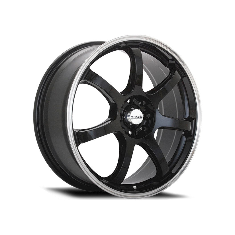 Maxxim Knight Alloy Wheel 15x6.5 ET38 5x100, 5x114.3 Gloss Black Machined Face 73.1mm CB
