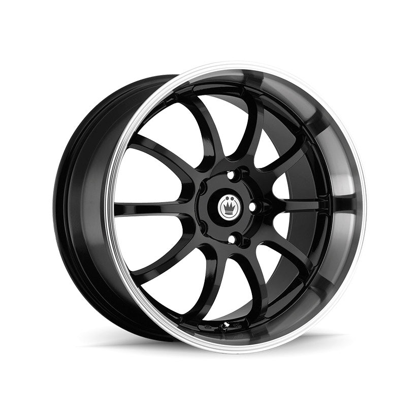 Konig Lightning Alloy Wheel 17x7 ET40 5x100, 5x114.3 Black With Machined Lip 73.1mm CB