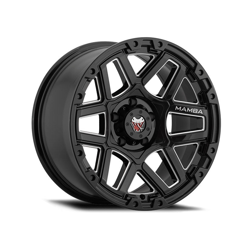 Mamba M23 Alloy Wheel 18x9 ET-12 5x127 Gloss Black With Machined Ball Cut 78.1mm CB