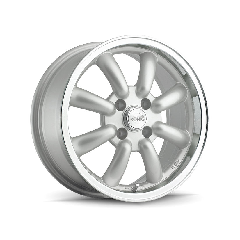 Konig Rewind Alloy Wheel 15x7 ET20 4x100 Silver Machined Lip 73.1mm CB