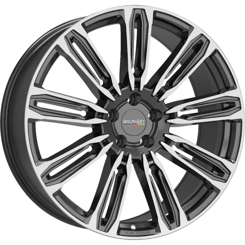 Wolfhart Flowformed RR1 Alloy Wheel 22x9.5 ET37 5x120 Gloss Black Polished Face 72.6mm CB