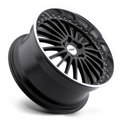 TSW SILVERSTONE Alloy Wheel 17x8 ET40 5x110 Gloss Black With Mirror Cut Lip 72.1mm CB