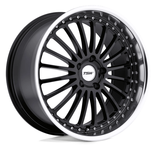 TSW SILVERSTONE Alloy Wheel 17x8 ET40 5x110 Gloss Black With Mirror Cut Lip 72.1mm CB