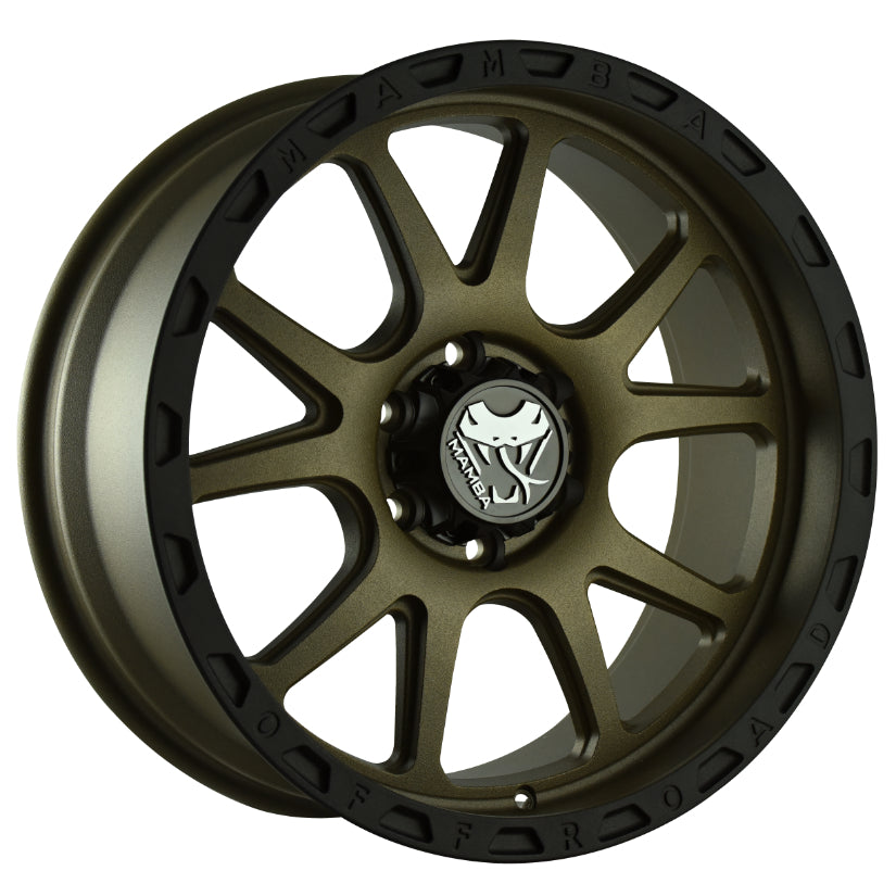 Mamba M27 Alloy Wheel 18x9 ET12 5x150 Stippled Matte Bronze Black Lip 110.1mm CB