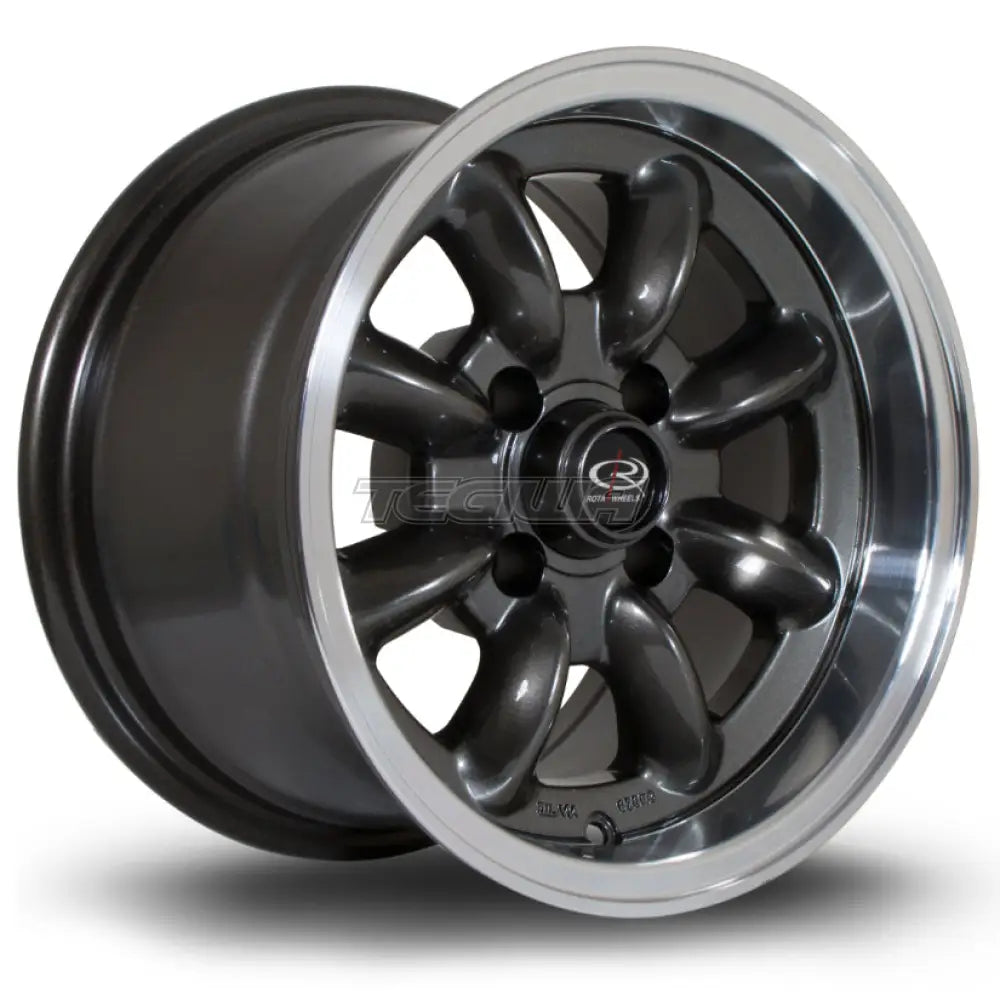 Rota RB Alloy Wheel 13x8 ET4 4x100 Gunmetal Polished Lip 67.1mm CB