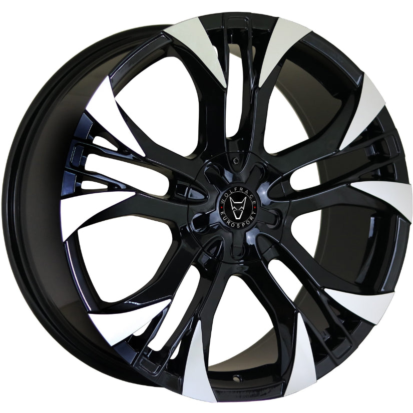 Wolfrace Eurosport Assassin GT2 Alloy Wheel 18x8.5 ET38 5x120 Gloss Black Polished 74.6mm CB