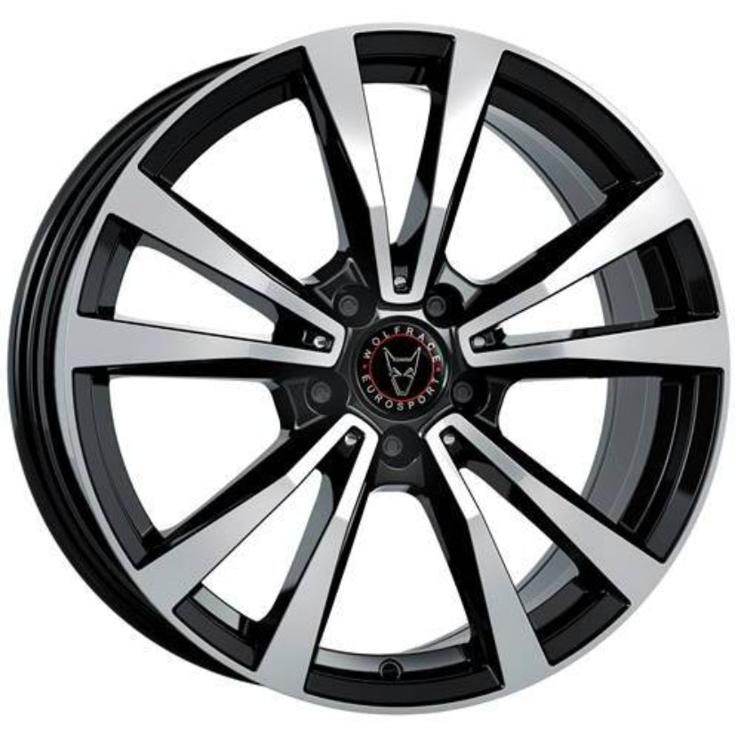 Wolfrace Eurosport TUV M12 Alloy Wheel 19x8 ET43 5x112 Diamond Black Polished 66.5mm CB