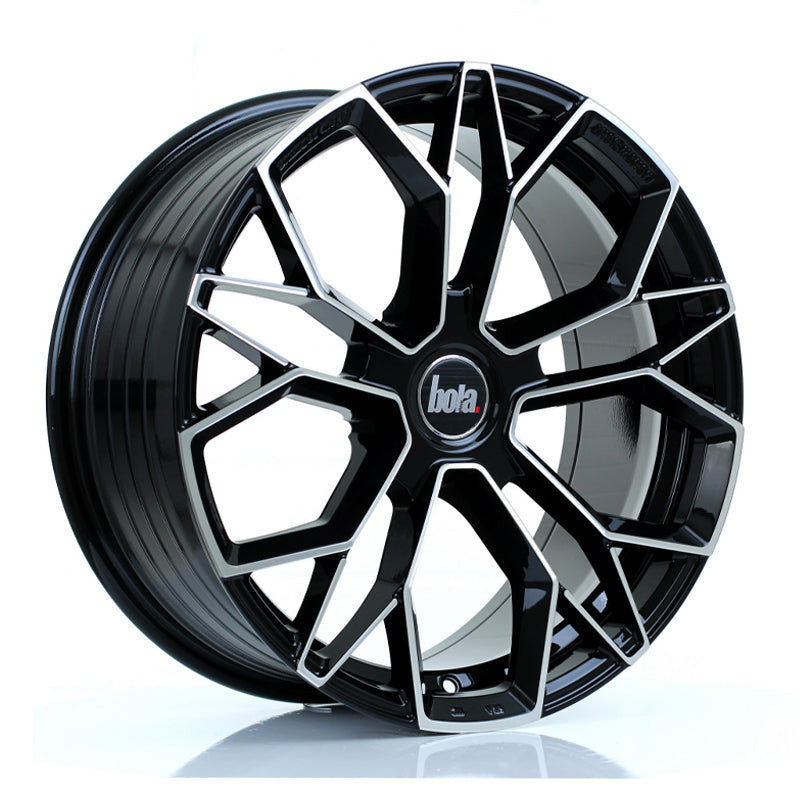 BOLA FLF Alloy Wheel 18x8 5x100 ET40 To 50 72.6mm CB Gloss Black Polished Face