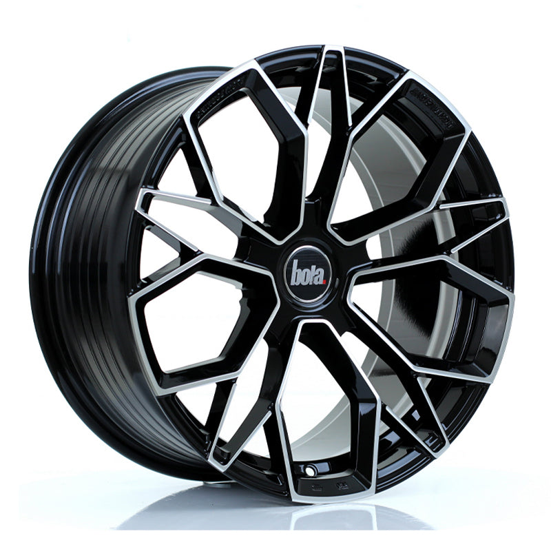BOLA FLF Alloy Wheel 18x9 5x100 ET42 To 50 72.6mm CB Gloss Black Polished Face