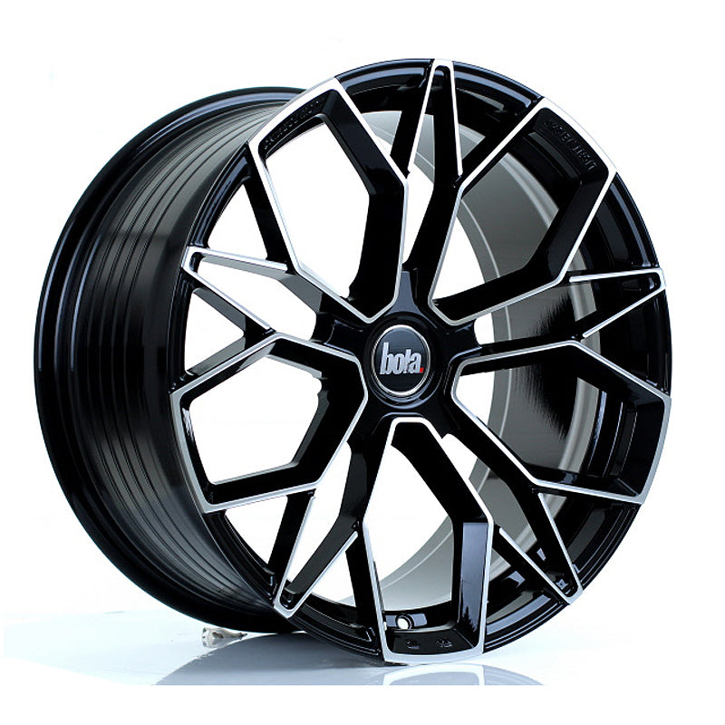 BOLA FLF Alloy Wheel 19x9.5 5x105 ET35 To 50 72.6mm CB Gloss Black Polished Face