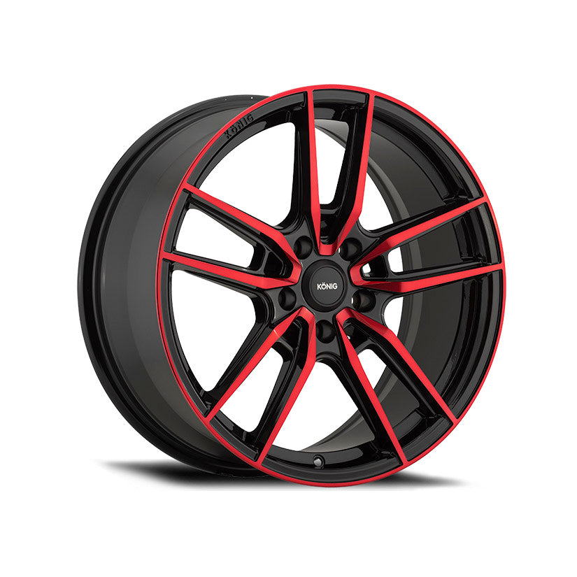 Konig Myth Alloy Wheel 18x8 ET43 5x100 Gloss Black With Red Tinted Clearcoat 73.1mm CB