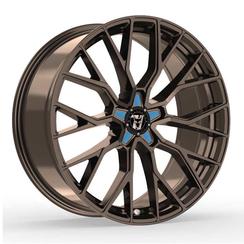 Wolfrace 71 Munich GTR Alloy Wheel 20x8.5 ET40 5x112 Racing Bronze Blue Inserts 110mm CB