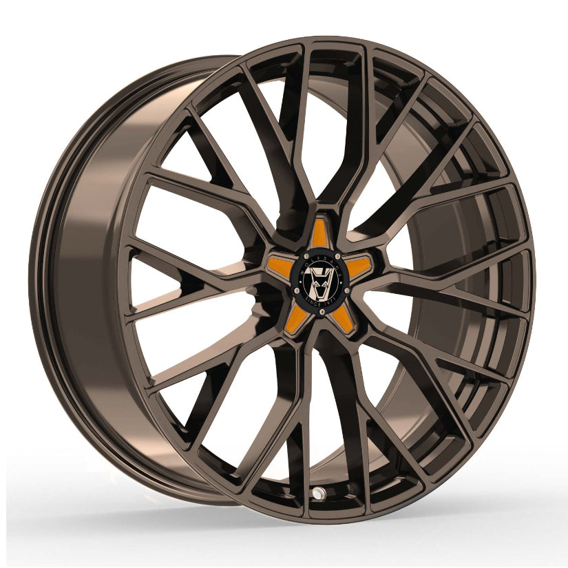 Wolfrace 71 Munich GTR Alloy Wheel 20x8.5 ET40 5x118 Racing Bronze Orange Inserts 110mm CB