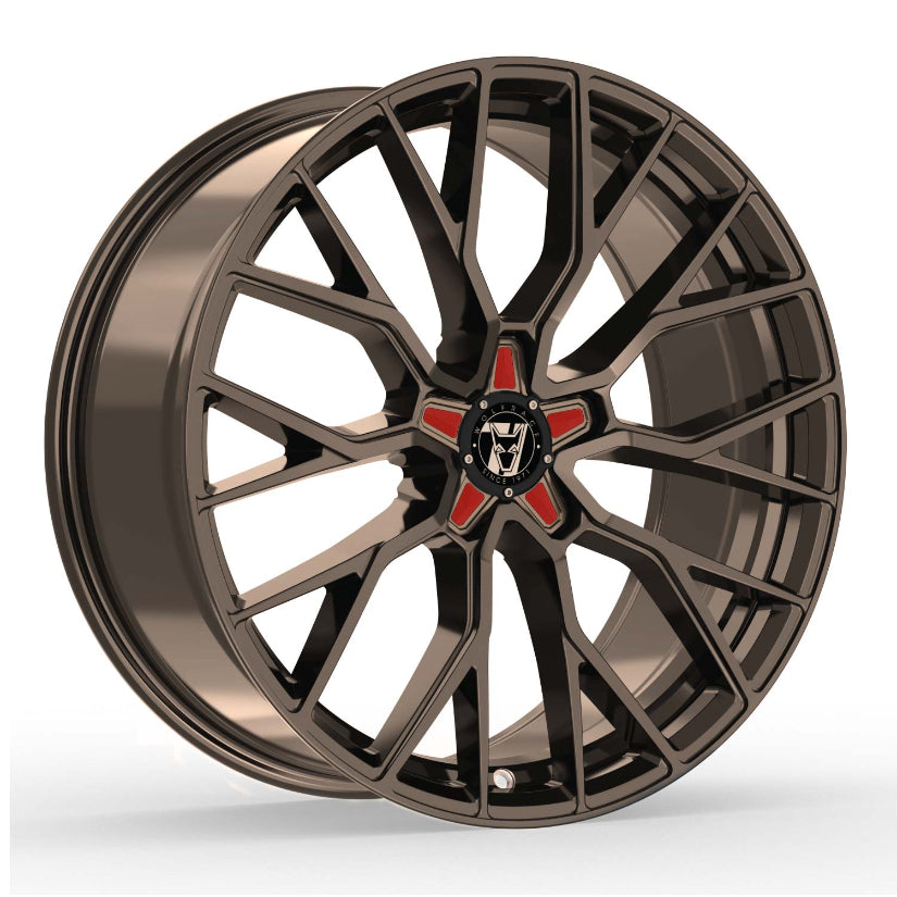 Wolfrace 71 Munich GTR Alloy Wheel 20x8.5 ET40 5x112 Racing Bronze Red Inserts 110mm CB