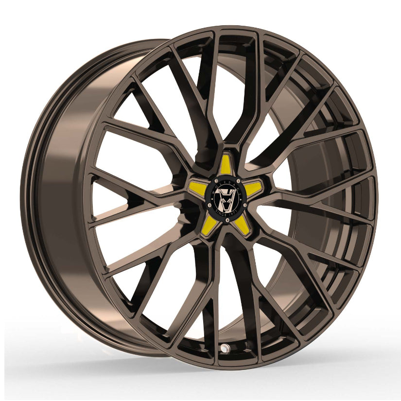 Wolfrace 71 Munich GTR Alloy Wheel 20x8.5 ET40 5x114 Racing Bronze Yellow Inserts 110mm CB