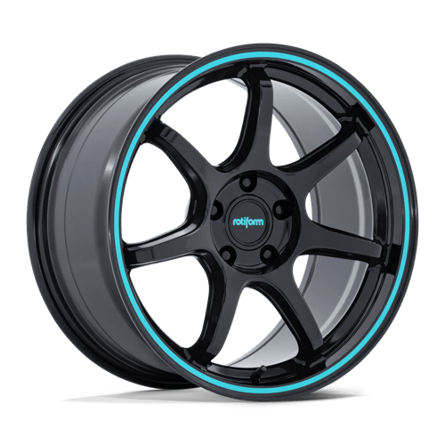 Rotiform RC208 BPU Alloy Wheel 18x9.5 ET38 5x100 Gloss Black With Teal Stripe 56.15mm CB