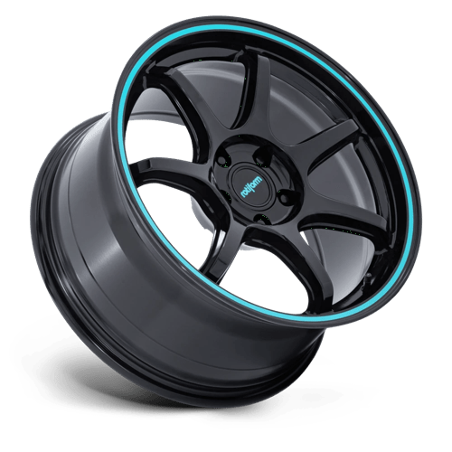 Rotiform RC208 BPU Alloy Wheel 19x8.5 ET35 5x100 Gloss Black With Teal Stripe 56.15mm CB