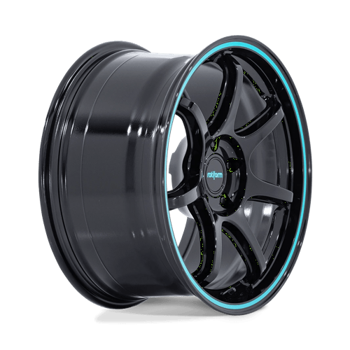 Rotiform RC208 BPU Alloy Wheel 18x8.5 ET35 5x100 Gloss Black With Teal Stripe 56.15mm CB