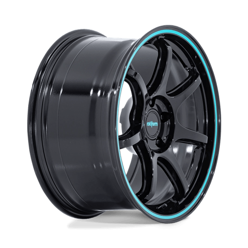Rotiform RC208 BPU Alloy Wheel 18x8.5 ET35 5x114 Gloss Black With Teal Stripe 72.56mm CB
