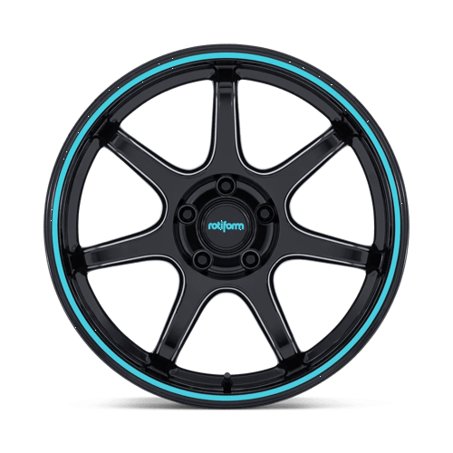 Rotiform RC208 BPU Alloy Wheel 19x8.5 ET25 5x112 Gloss Black With Teal Stripe 66.56mm CB