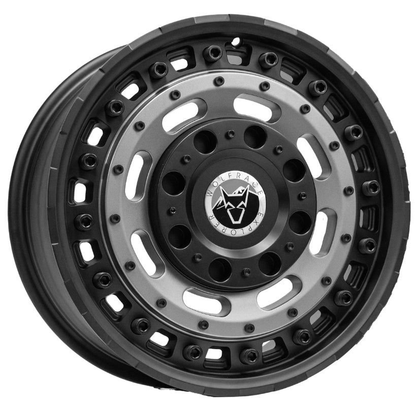 Wolfrace Explorer Slotmag Alloy Wheel 17x8 ET45 5x112 Matt Black Matt Gunmetal centre 110mm CB