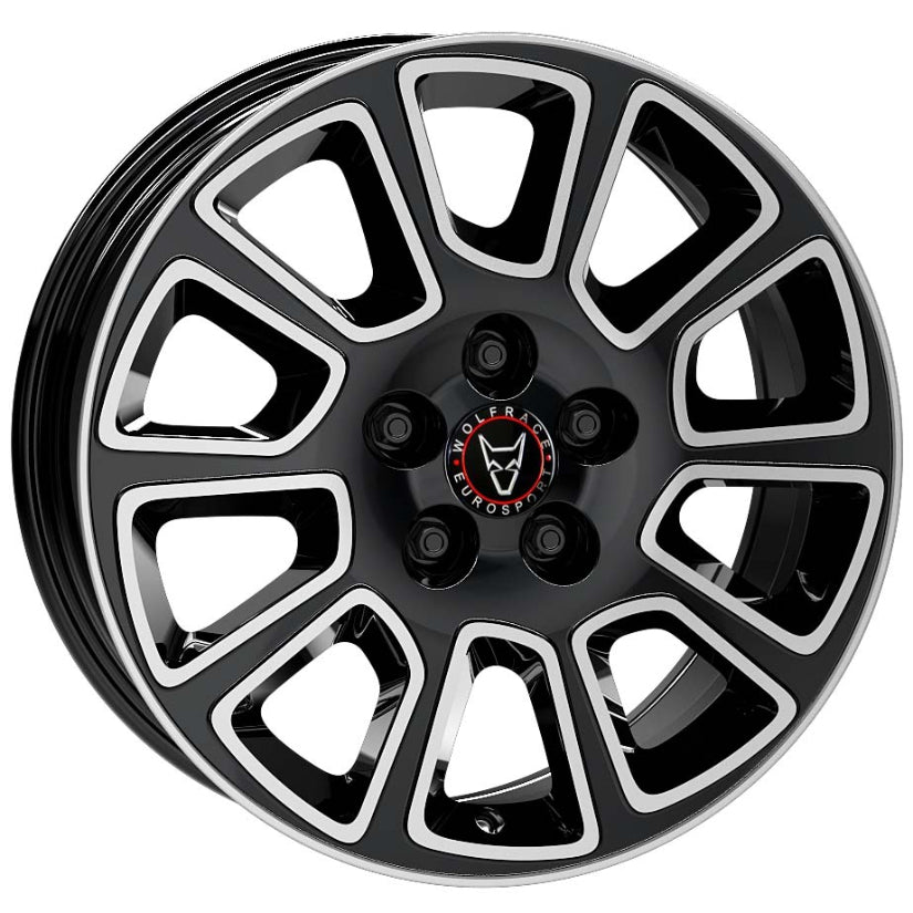 Wolfrace Eurosport TUV Transporter 2 Alloy Wheel 17x7 ET68 5x118 Diamond Black Polished 71.1mm CB