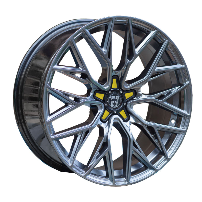 Wolfrace 71 Wolfsburg GTR Alloy Wheel 20x8.5 ET40 5x115 Racing Carbon Yellow Inserts 110mm CB