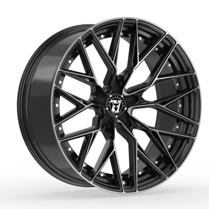 Wolfrace 71 Wolfsburg GTR Alloy Wheel 20x8.5 ET40 5x114 Gloss Raven Black Polished 110mm CB