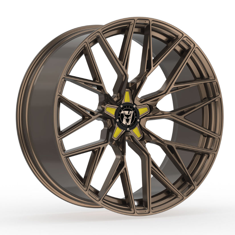 Wolfrace 71 Wolfsburg GTR Alloy Wheel 18x8.5 ET38 5x108 Racing Bronze Yellow Inserts 110mm CB