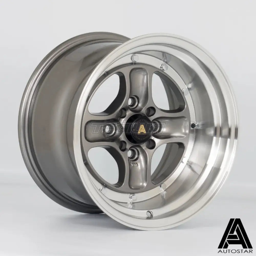 Autostar Classic Alloy Wheel 15x9 ET0 4x100,4x114 Gunmetal Polished Lip 73.1mm CB