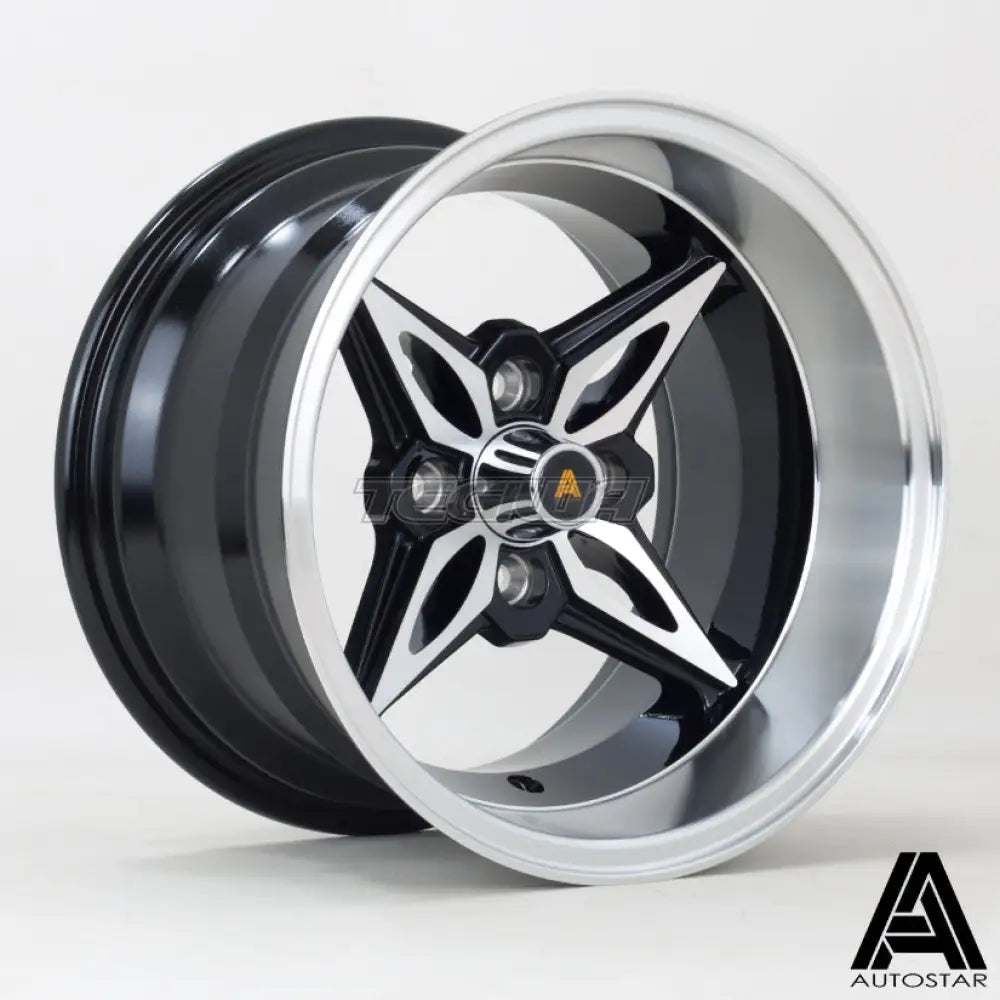 Autostar Kanji Alloy Wheel 14x9 ET-13 4x100 Gloss Black Polished Face 73mm CB