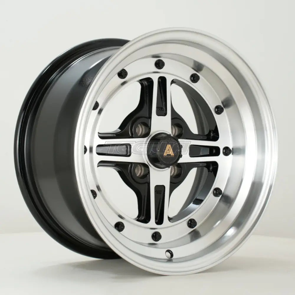 Autostar Kashiko Alloy Wheel 15x8 ET0 4x100 Gloss Black Polished Face 73mm CB