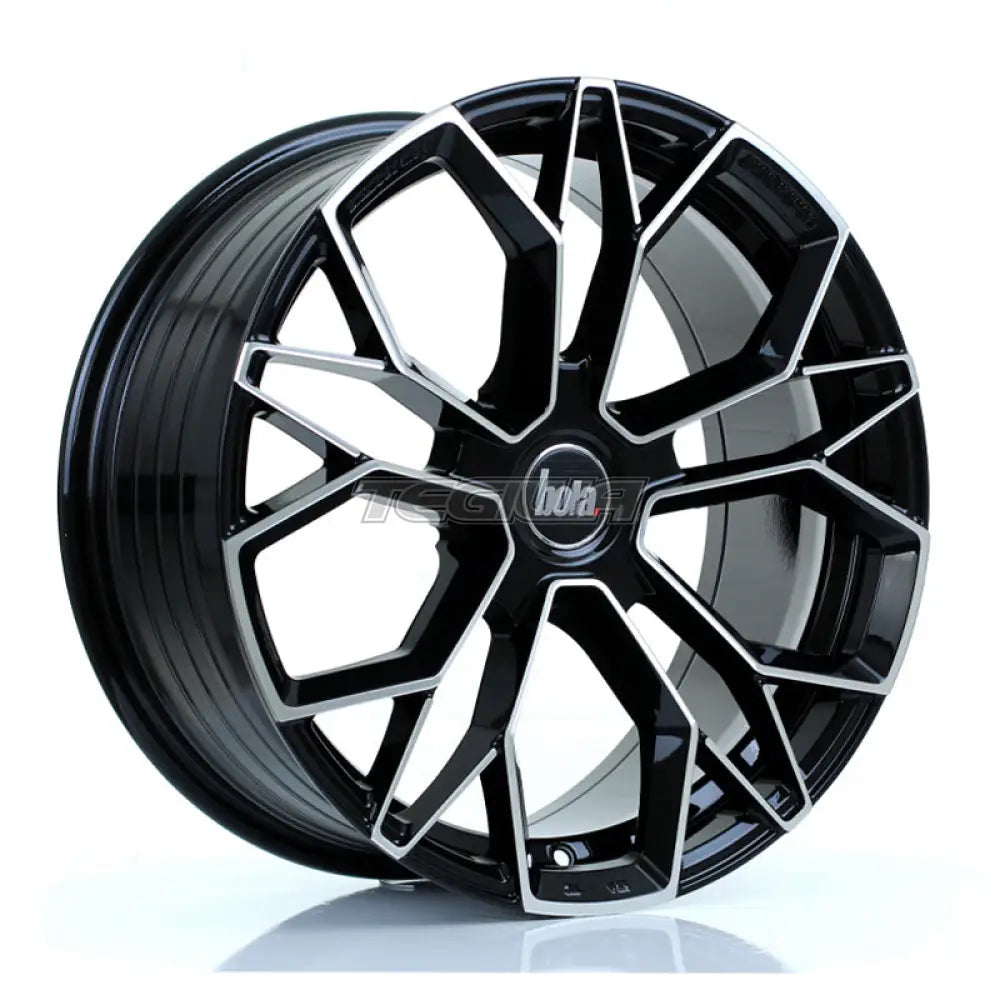 BOLA FLF Alloy Wheel 18x8 5x112 ET40 To 50 72.6mm CB Gloss Black Polished Face