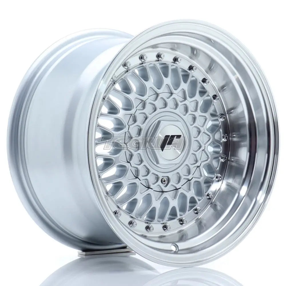 Japan Racing JR9 Alloy Wheel 15x9 ET10 4x100/108 Silver With Machined Lip and Silver Rivets