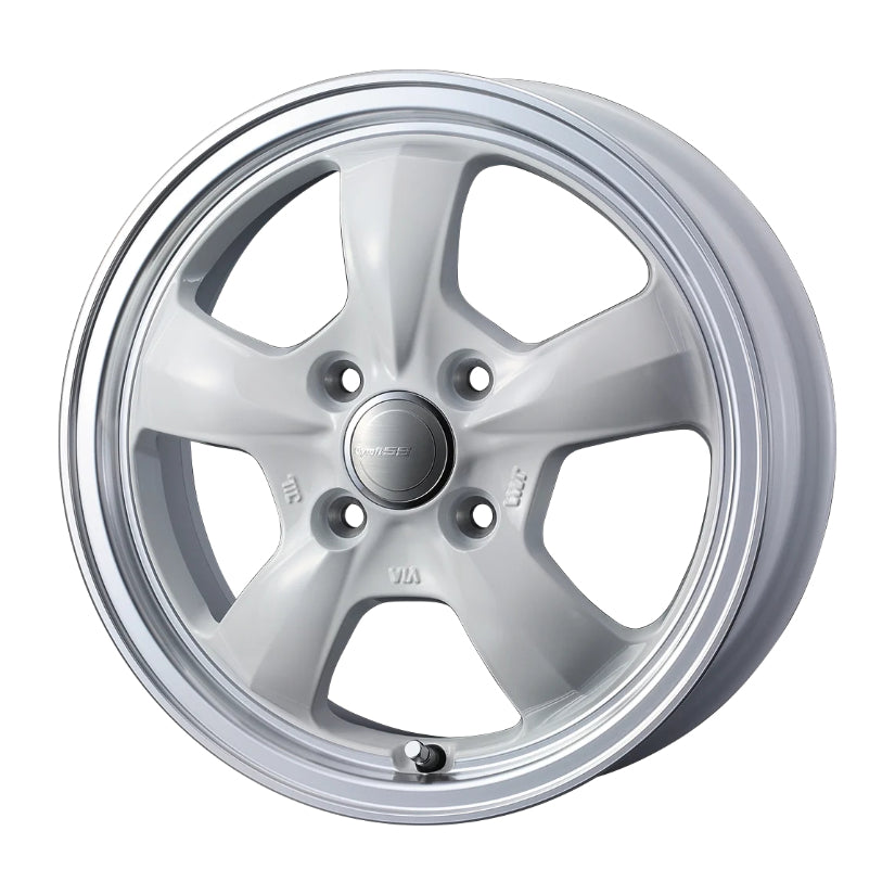 Gyraft 5S Alloy Wheel 15x5.5 ET42 4x100 White Polished Rim 73mm CB