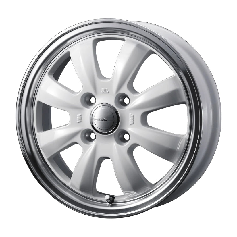 Gyraft 8S Alloy Wheel 15x5.5 ET42 4x100 White Polished Rim 73mm CB