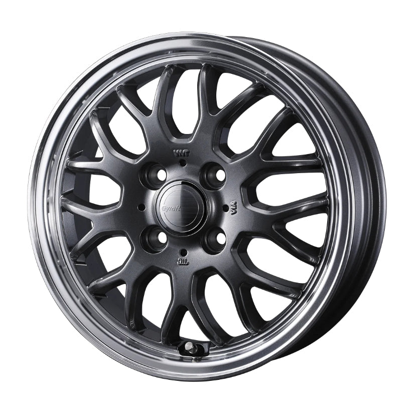 Gyraft 9M Alloy Wheel 14x4.5 ET45 4x100 Gunmetal Polished Rim 73mm CB
