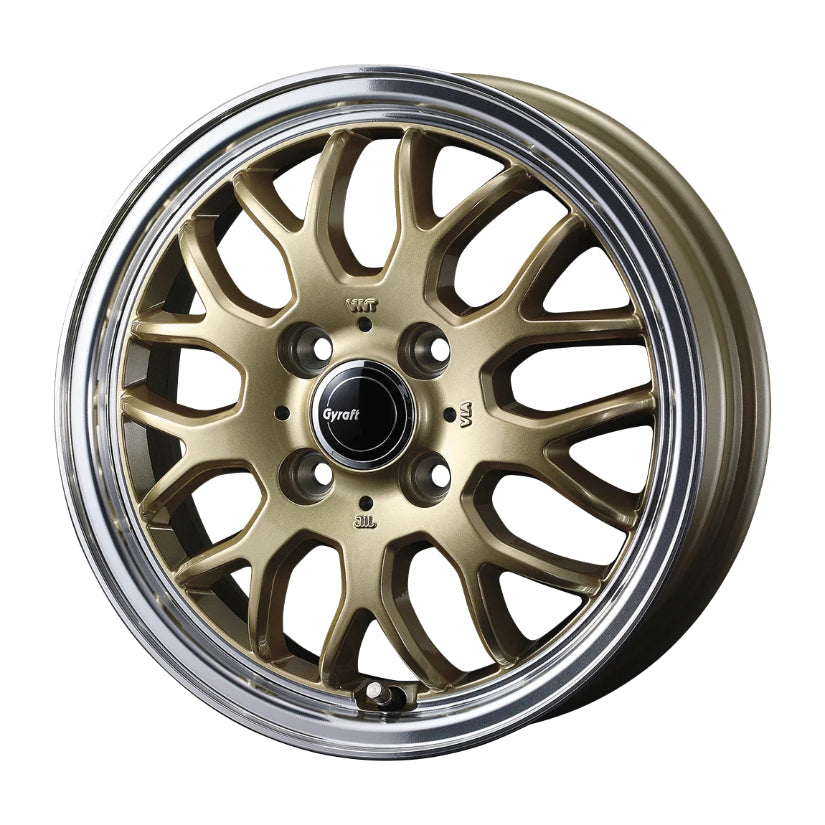Gyraft 9M Alloy Wheel 15x5.5 ET42 4x100 Gold Polished Rim 73mm CB