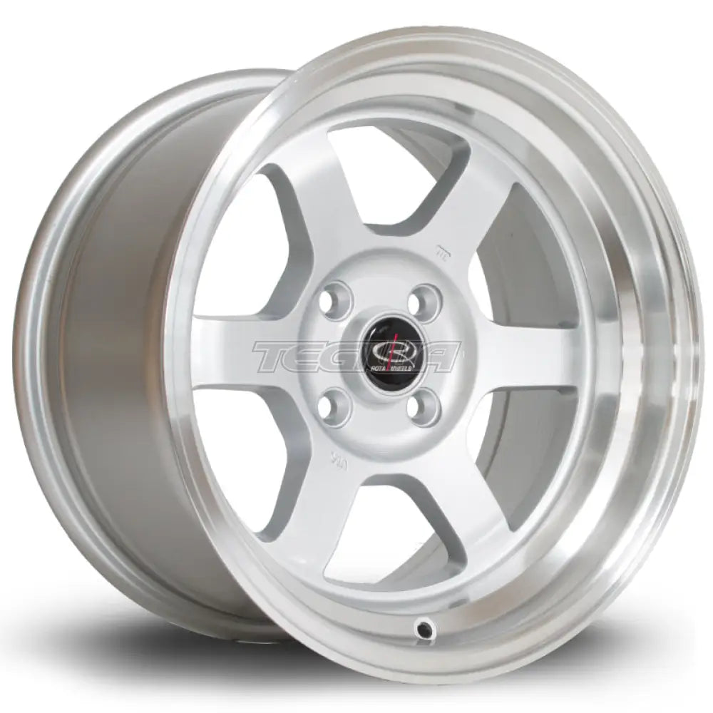 Rota Grid-V Alloy Wheel 15x8 ET0 4x100 Silver Polished Lip 67.1mm CB
