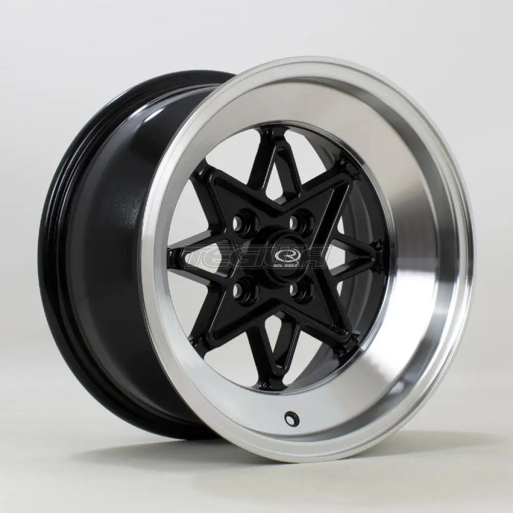 Rota Hachi Alloy Wheel 15x8 ET0 4x100 Black Polished Lip 67.1mm CB