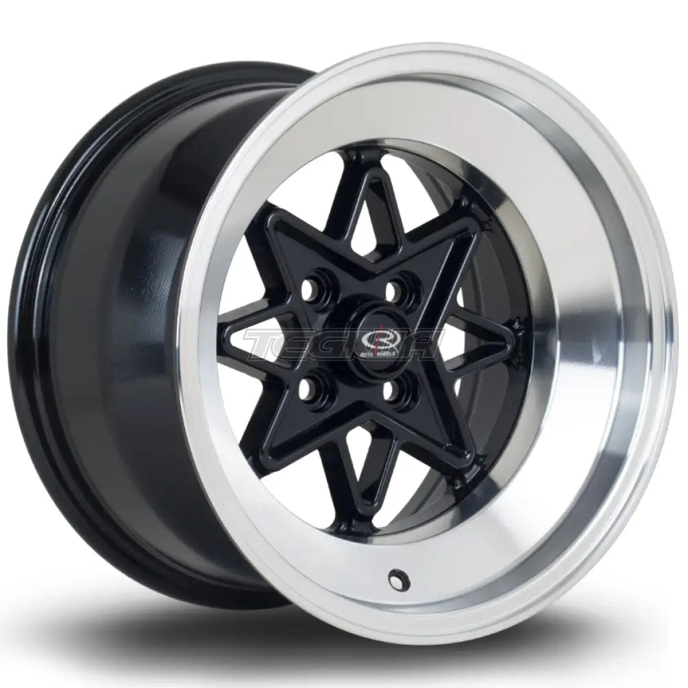 Rota Hachi Alloy Wheel 15x9 ET0 4x114 Black Polished Lip 73mm CB
