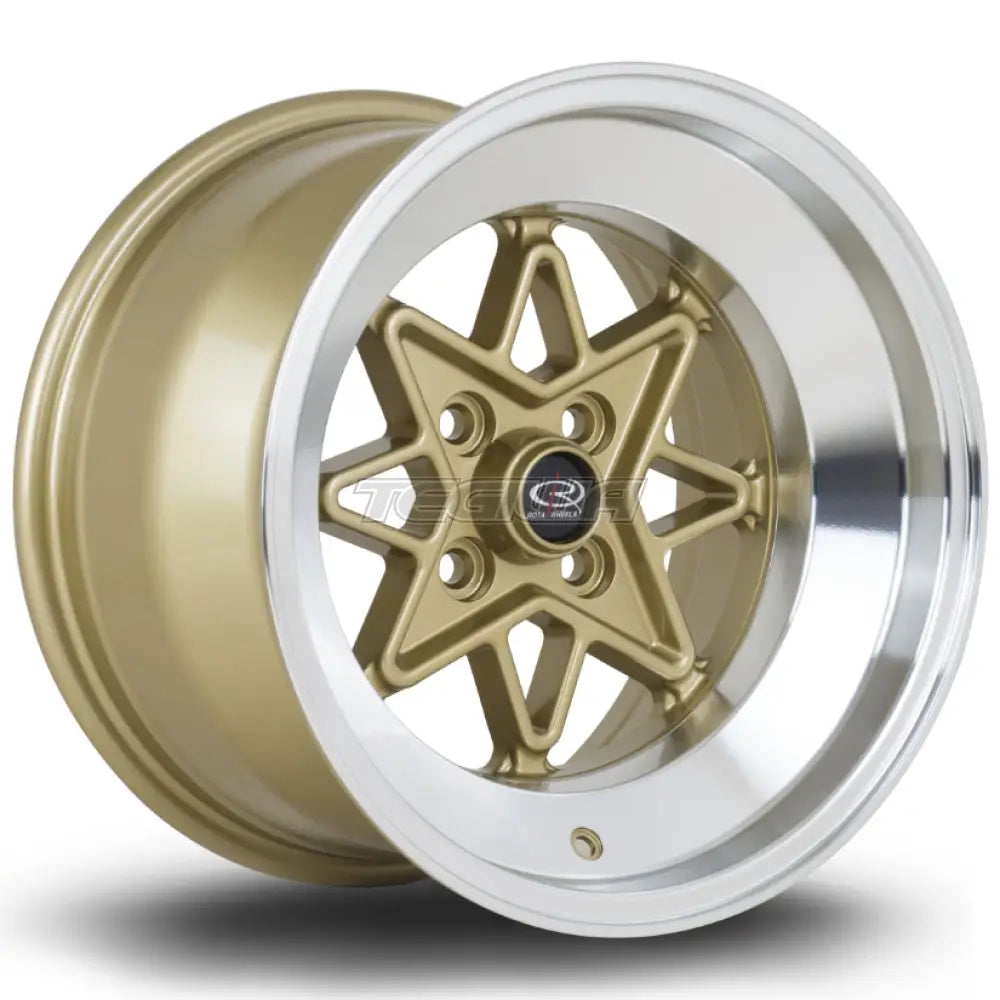 Rota Hachi Alloy Wheel 15x9 ET0 4x114 Gold Polished Lip 73mm CB