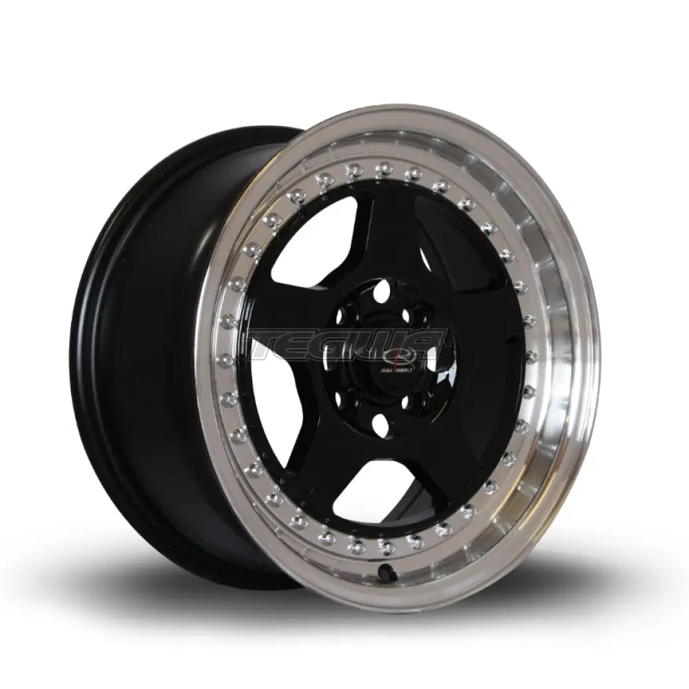 Rota Kyusha Alloy Wheel 15x7 ET38 4x100 Black Polished Lip 67.1mm CB
