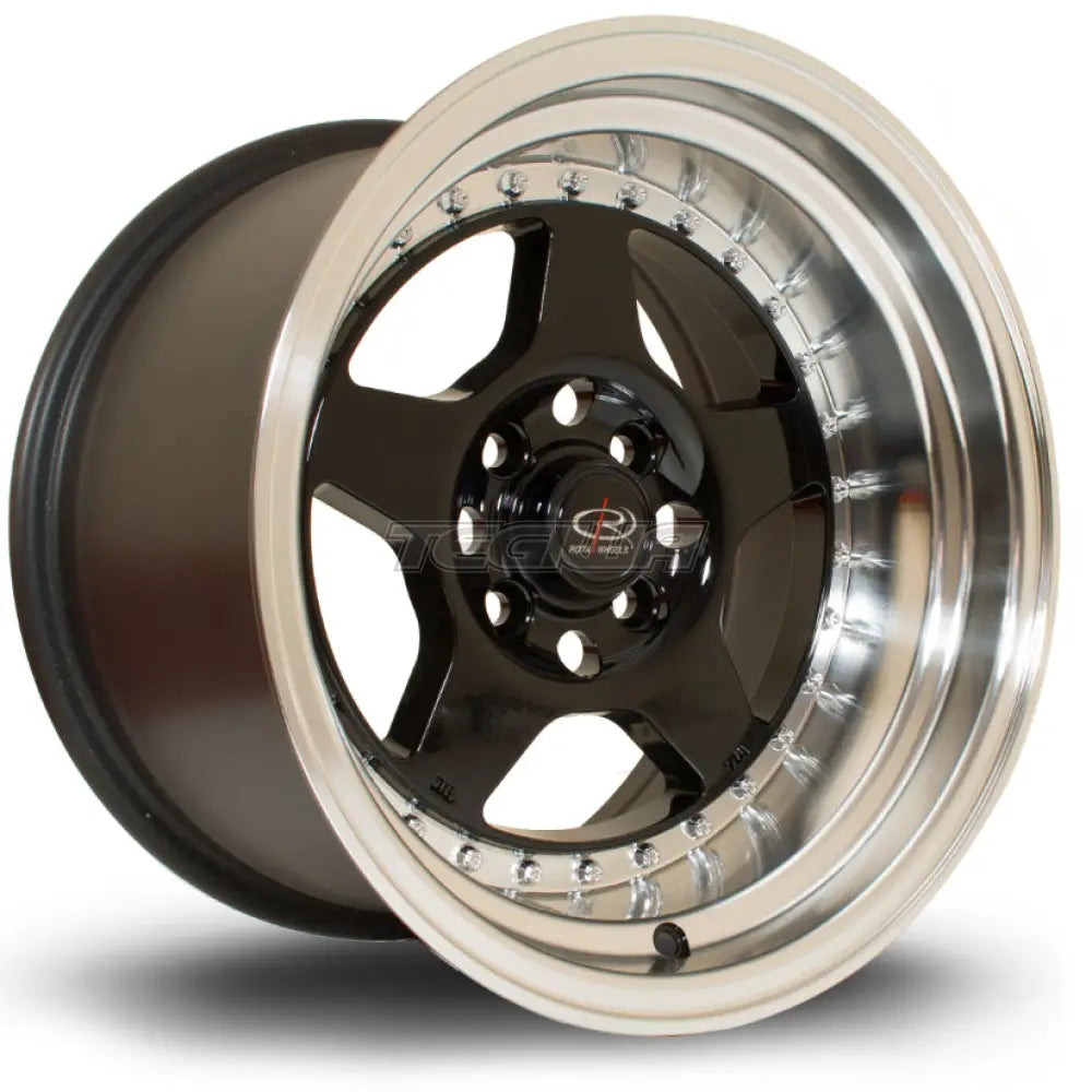 Rota Kyusha Alloy Wheel 15x9 ET0 4x100 Black Polished Lip 67.1mm CB