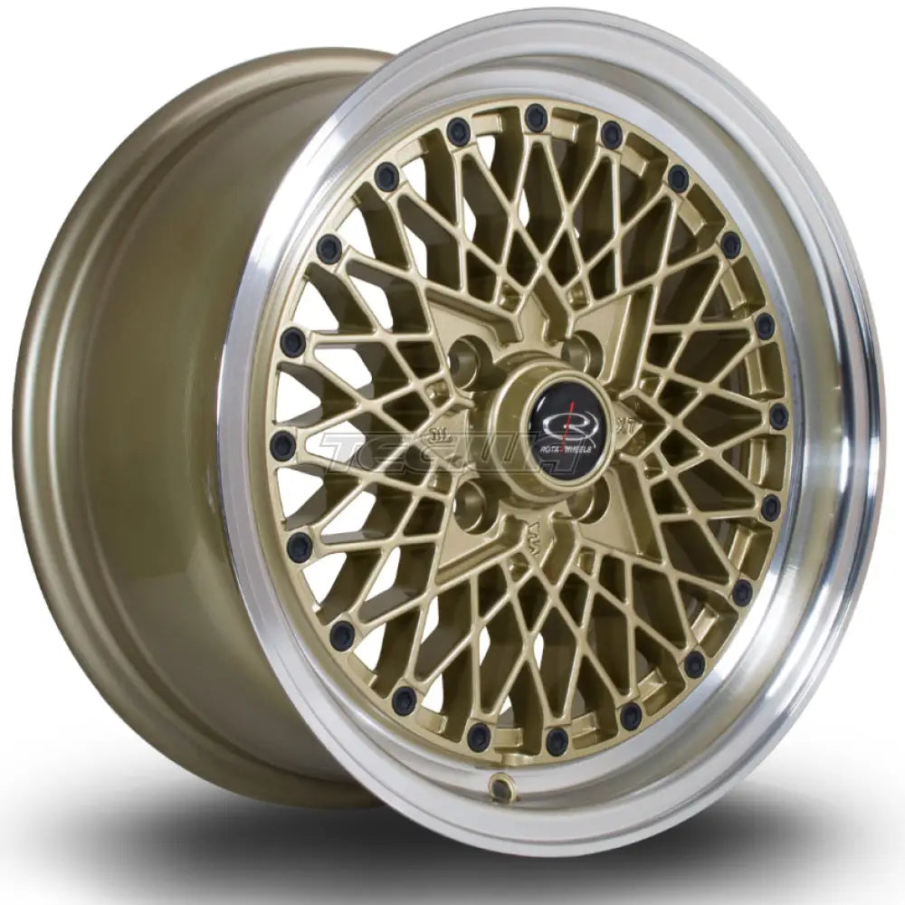 Rota OSMesh Alloy Wheel 15x7 ET30 4x100 Gold Polished Lip 67.1mm CB