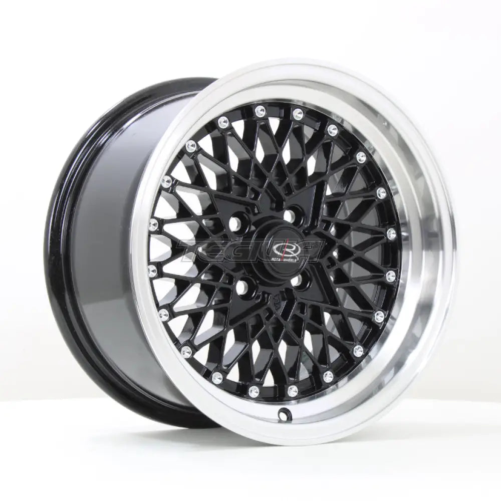 Rota OSMesh Alloy Wheel 15x8 ET20 4x100 Black Polished Lip 67.1mm CB