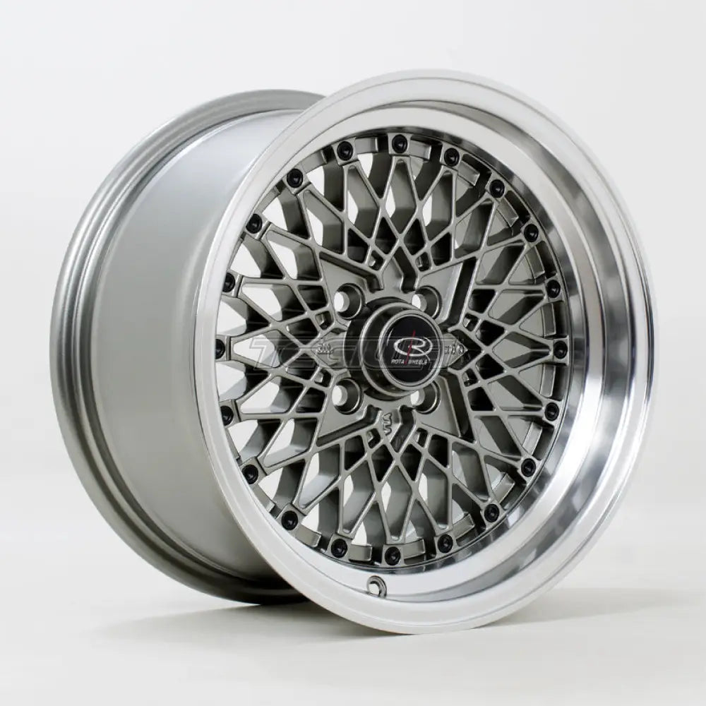 Rota OSMesh Alloy Wheel 15x8 ET20 4x100 Steelgrey Polished Lip 67.1mm CB