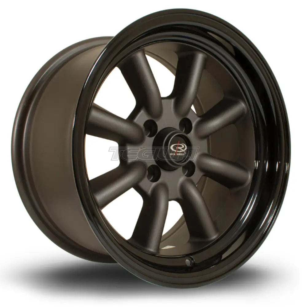 Rota RKR Alloy Wheel 15x8 ET0 4x100 Flat Gunmetal Black Lip 67.1mm CB