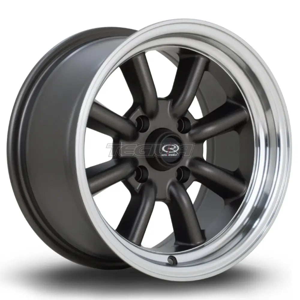 Rota RKR Alloy Wheel 15x8 ET0 4x114 Flat Gunmetal Polished Lip 73mm CB